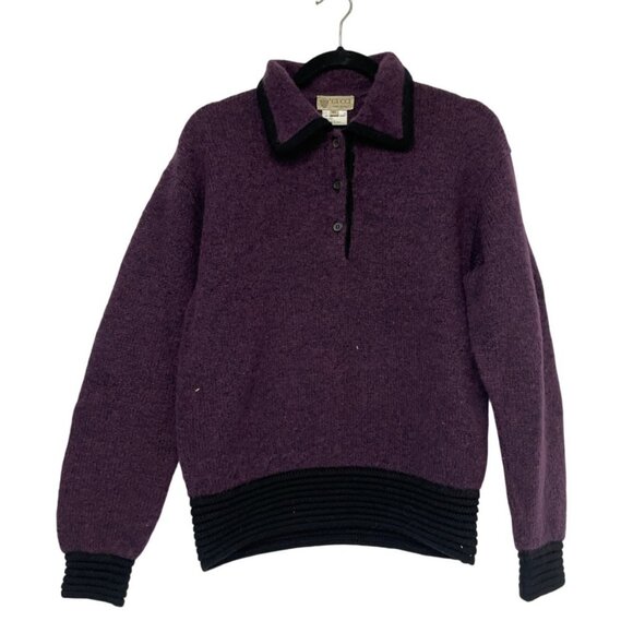 VTG Gucci Womens Sweater EU 40 US M Medium Pullover Purple Collared Wool Mohair - Picture 1 of 9